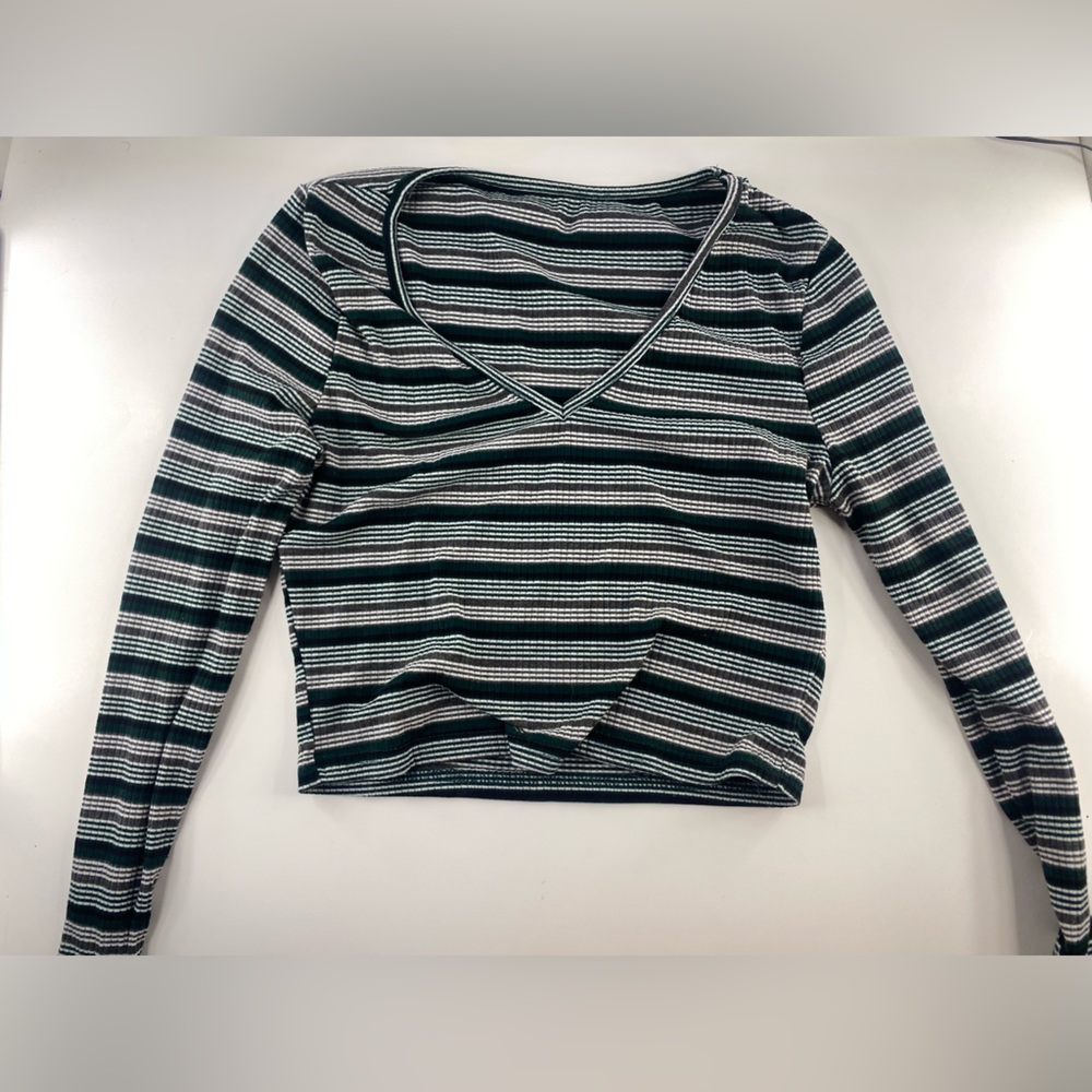Striped green fitted long sleeve